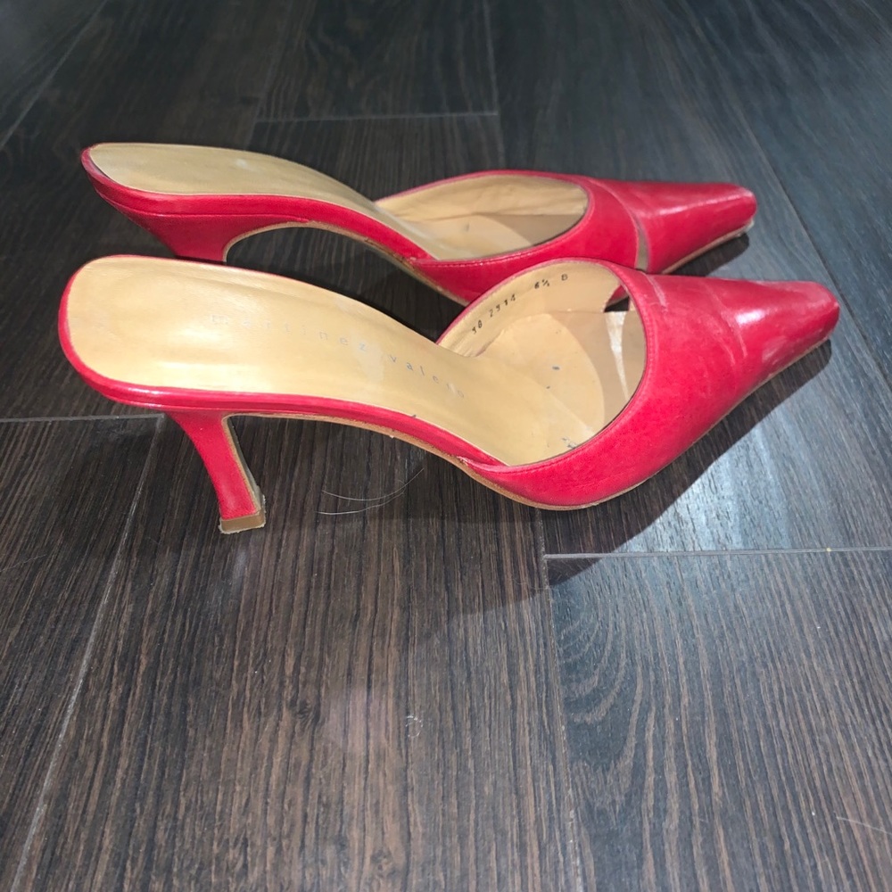 Martinez Valero Red Slip-On Heels